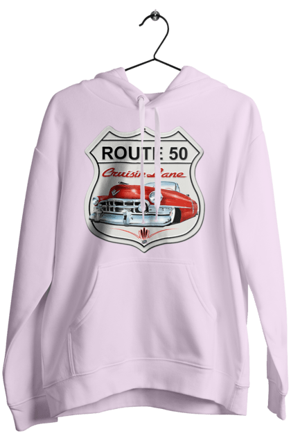 Women`s hoodie with prints Route 50. Bike, biker, biker club, bikers club, brother, brutal, dude, hot asphalt, hot horse, hot rod, motorcycle, motorcyclist, real man, road 50, road 66, road 80, roads of america, roads of ukraine, roads we choose, speed, take, thirst for speed. 2070702