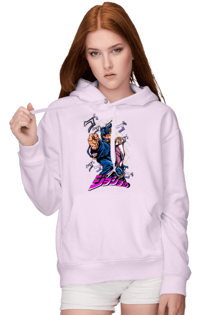 Women's hoodie with prints JOJO Jotaro. Anime, jojo, jojo`s bizarre adventure, jojo’s bizarre adventure, jotaro, jotaro kujo, manga. 2070702