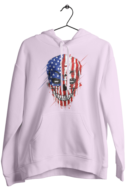 Women's hoodie with prints Skull with flag. Bones, eagle, flag, scull, smile, teeth, usa. 2070702