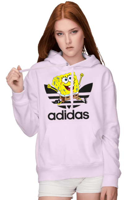 Жіноче худі з принтом "Adidas Губка Боб". Adidas, spongebob, адідас, губка боб, мультик, мультсеріал, спанч боб, спорт. 2070702