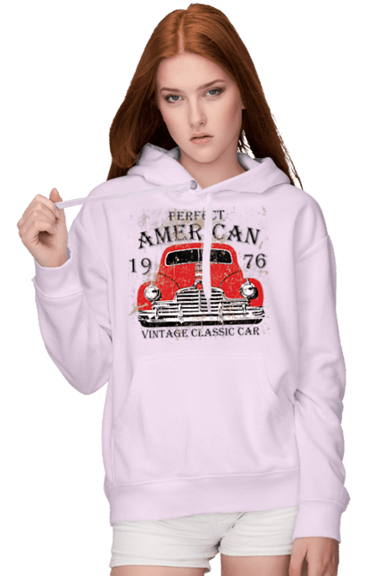 Жіноче худі з принтом "Машина вінтаж, 1976". 1976, вінтаж, машина. 2070702