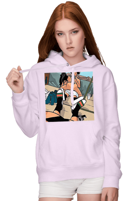 Women`s hoodie with prints Naked Selfie In The Mirror. Ass, from above, selfie. 2070702