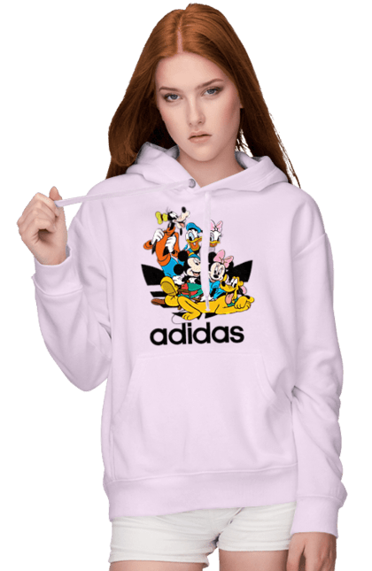 Жіноче худі з принтом "Adidas Міккі Маус". Adidas, mickey mouse, адідас, дісней, міккі, міккі маус, мультфільм. 2070702