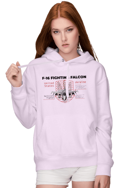 Жіноче худі з принтом "F 16". F16, nasams, zuzana, гаубиця, два герби, залужний, сюзанна. 2070702