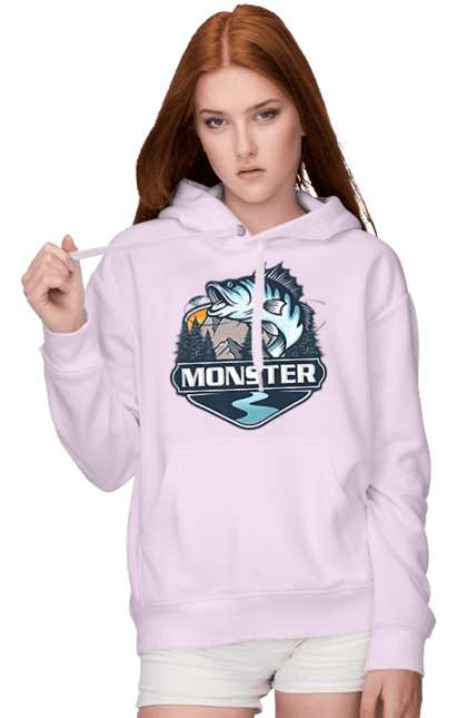 Жіноче худі з принтом "Рибалка". Монстер, рибак, рибалка, хоббі. 2070702