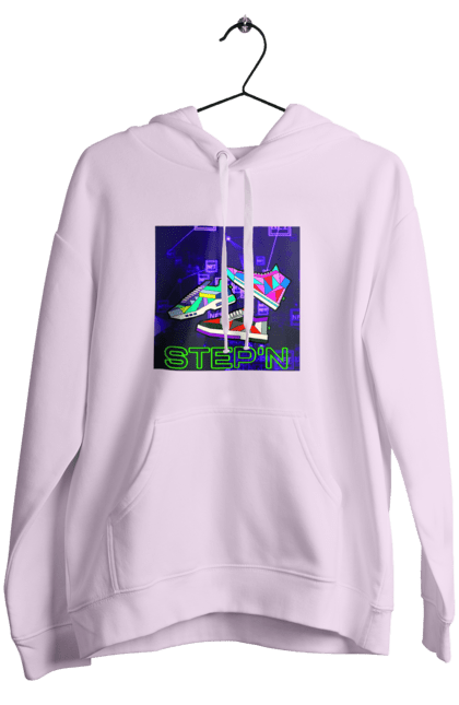 Women`s hoodie with prints Step`n. Crypt, cryptocurrencies, nft, nft sneakers, solana, stepn, virtual crosses. 2070702