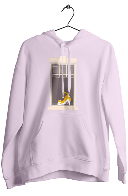 Жіноче худі з принтом "Кіт В Вікні". Вікно, кіт, потягушки, рудий. 2070702