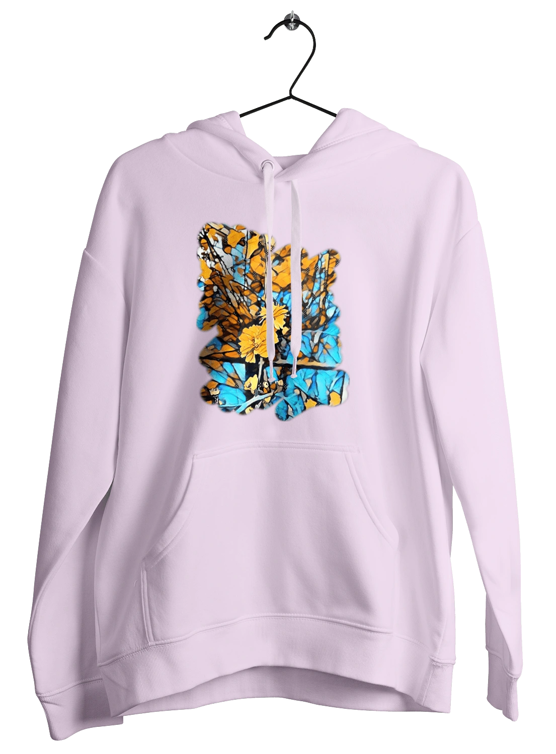 Желтые цветы на синем фоне.