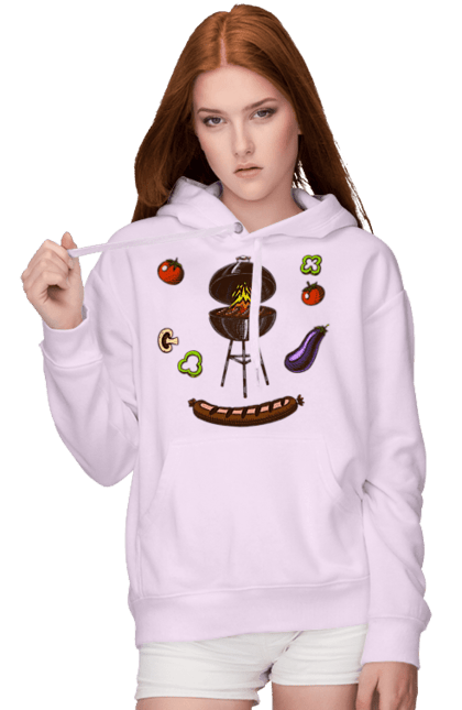 Women`s hoodie with prints Barbecue Sausage. Barbecue, fry, grill, sausage. 2070702