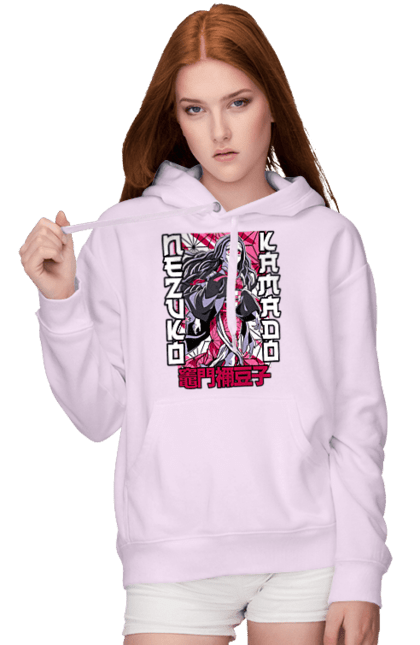 Women's hoodie with prints Demon Slayer Nezuko. Anime, demon slayer, kimetsu no yaiba, manga, nezuko, serial. 2070702