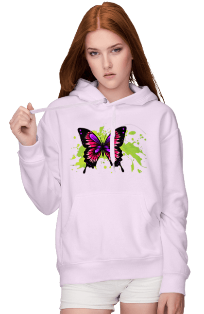 Жіноче худі з принтом "Рожевий Метелик". Метелик. 2070702