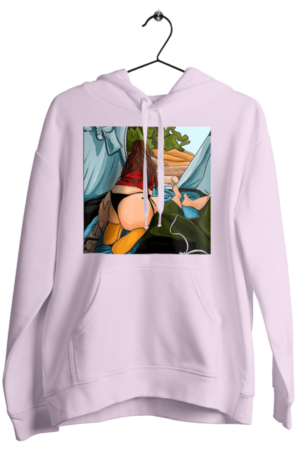 Women`s hoodie with prints Rest With Favorite In The Tent. Ass, dog, tent, vacation. 2070702