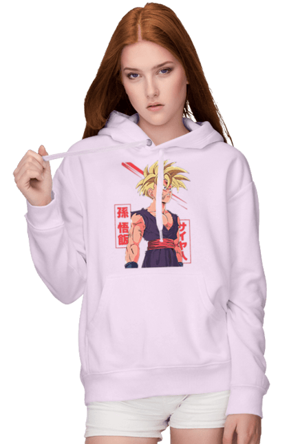 Women's hoodie with prints Dragon Ball Gohan. Anime, dragon ball, gohan, goku, manga, tv series, vegeta. 2070702