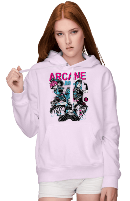 Жіноче худі з принтом "Аркейн". Arcane, fortiche, league of legends, riot games, аркейн, вай, джинкс, мультсеріал, фентезі. 2070702