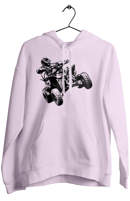 Women`s hoodie with prints Man On Atv Black. Atv, extreme, race. 2070702