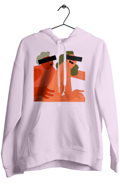 Women`s hoodie with prints Love and hidden camera. Chewing gum, friendship, fun, hidden camera, humor, love, peace, sex, smex. 2070702
