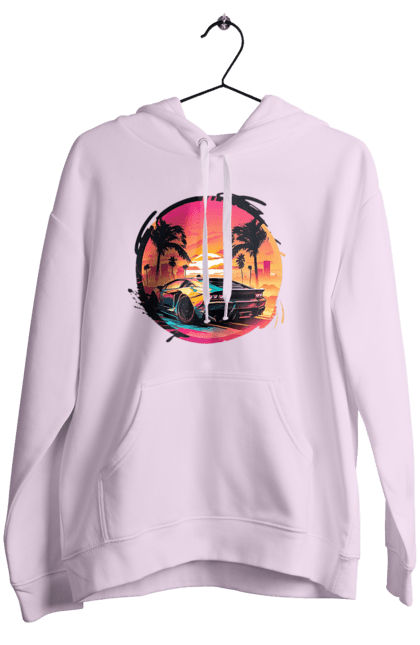 Women`s hoodie with prints Lamborghini Retrowave. Avto, car, cars, lamba, lamborghini, retrowave. 2070702