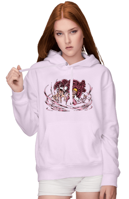 Women's hoodie with prints One Piece Donquixote Doflamingo. Anime, donquixote doflamingo, heavenly yaksha, manga, one piece, straw hat pirates. 2070702