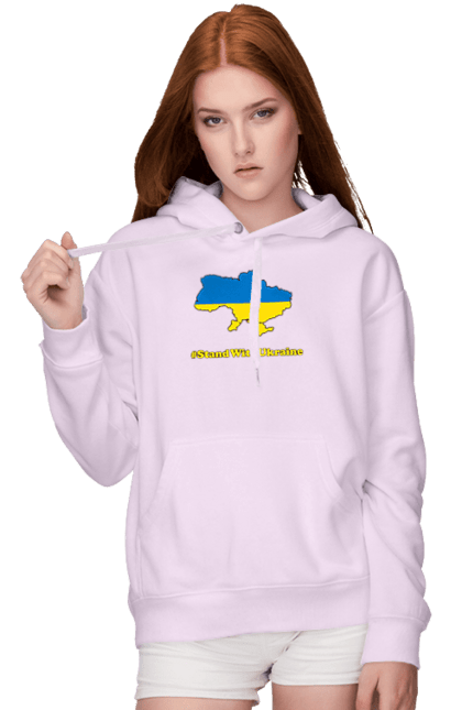 Жіноче худі з принтом "Вистоємо". Stand with ukraine, вистоємо, всі разом, ми разом, слава україні. PrintMarket - інтернет-магазин одягу та аксесуарів з принтами плюс конструктор принтів - створи свій унікальний дизайн
