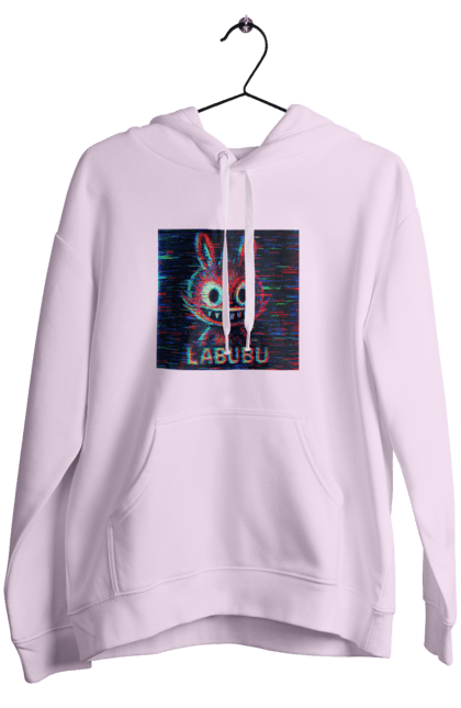 Жіноче худі з принтом "Лабубу". Crt, rgb, глітч, кіберпанк, лабубу, пікселі, ретро, спотворення, цифрове мистецтво, шум. 2070702