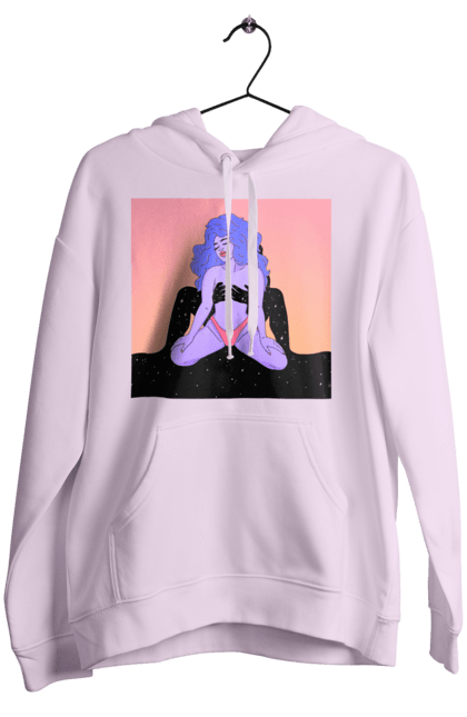 Women`s hoodie with prints Purple Girl In Panties. Alien, in panties. 2070702