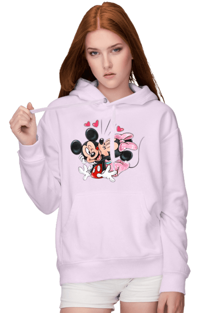 Жіноче худі з принтом "Міккі Маус та Мінні Маус". Mickey mouse, minnie mouse, дісней, міккі, міккі маус, мінні маус, мультфільм. 2070702