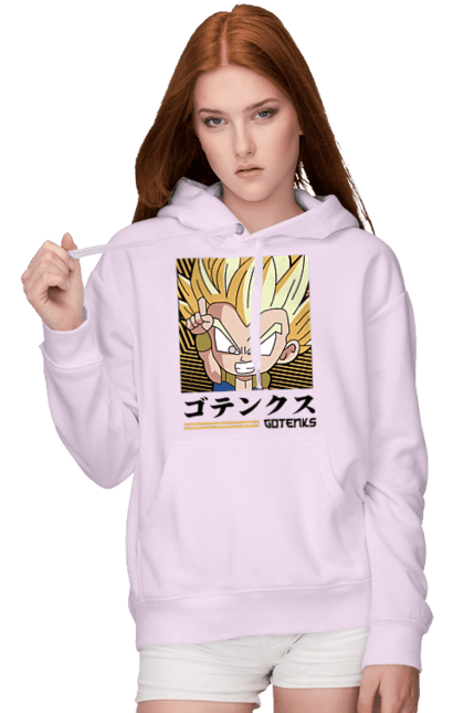 Женское худи с принтом Жемчуг дракона Готенкс. Anime, dragon ball, goku, gotenks, manga, vegeta, аниме, готенкс, жемчуг дракона, манга. 2070702