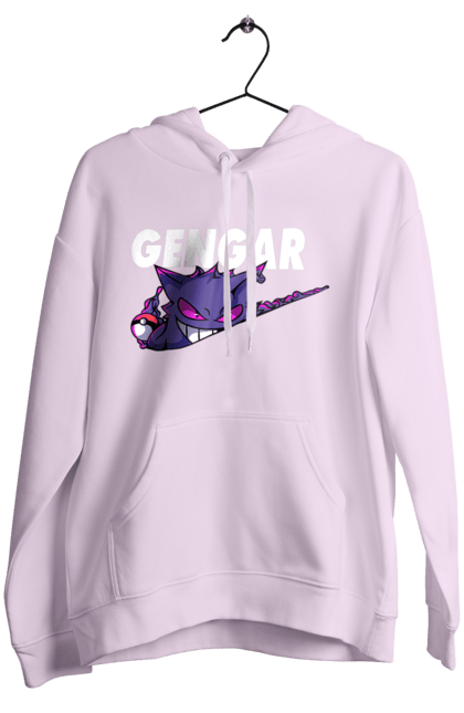 Women's hoodie with prints Pokemon Gengar. Anime, fushigibana, games, gengar, nintendo, pokemon, pokemon go. 2070702