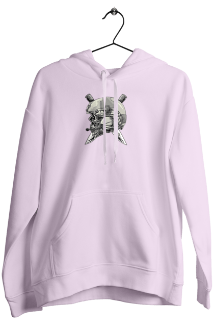 Жіноче худі з принтом "Череп пілота". Військовий, захисник, ніж, пілот, череп, шолом. 2070702