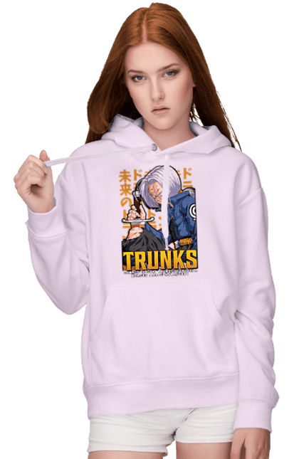 Women's hoodie with prints Dragon Ball Trunks. Anime, dragon ball, manga, trunks, tv series. 2070702