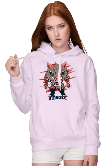 Women's hoodie with prints Demon Slayer Inosuke. Anime, demon slayer, inosuke, inosuke hashibira, kimetsu no yaiba, manga. 2070702