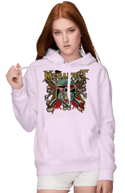 Women's hoodie with prints Megafett. Bob fett, boba fett, clone, head hunter, megadeth, megafett, star wars. 2070702