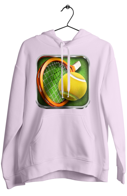 Women`s hoodie with prints Tennis. Ball, ground tournament, london, players, prize fund, racket, sponsor, tennis, tournament grid. 2070702