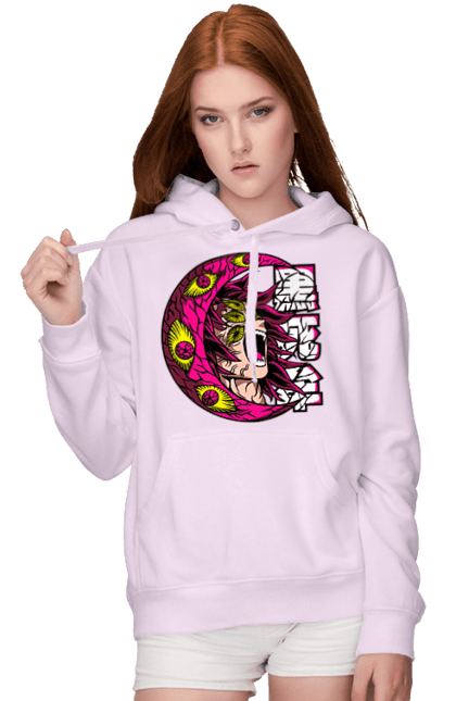 Women's hoodie with prints Demon Slayer Kokushibo. Anime, demon slayer, eternal paradise faith, kimetsu no yaiba, kokushibo, manga, twelve kizuki, upper rank six. 2070702