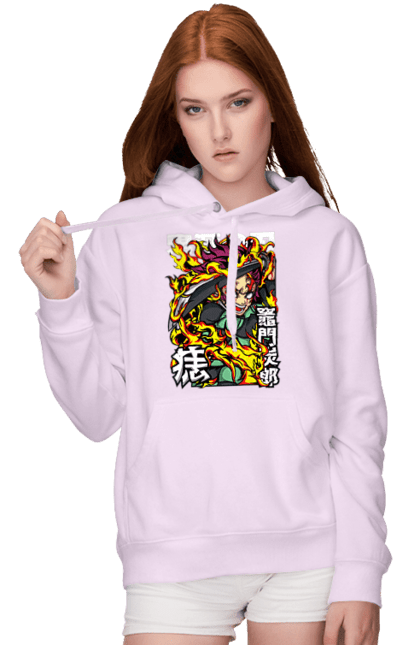 Women's hoodie with prints Demon Slayer Tanjiro. Anime, demon slayer, kamado tanjiro, manga, tanjiro. 2070702