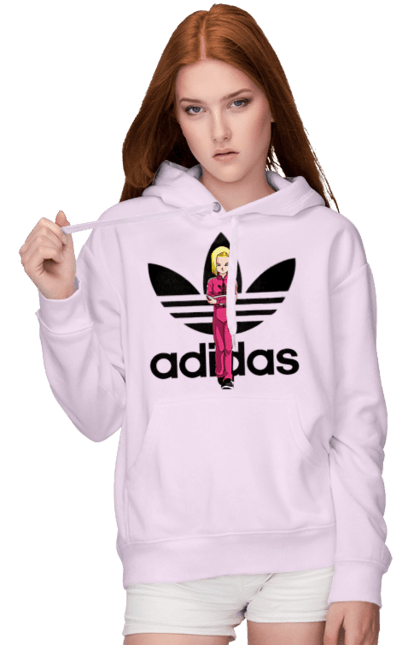 Women's hoodie with prints Adidas Android 18. Adidas, android 18, anime, cyborg, dragon ball, killer, manga, tv series. 2070702