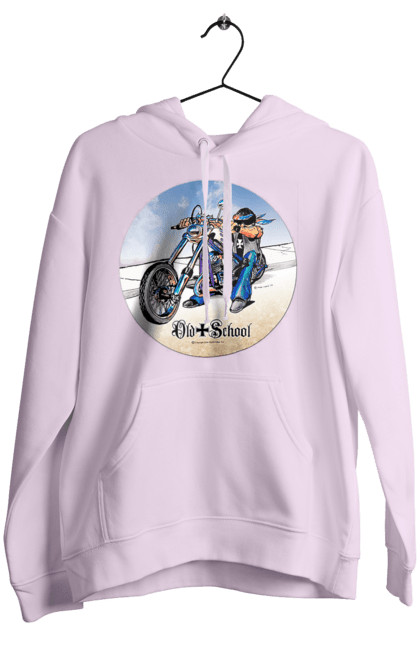 Women`s hoodie with prints Old school. Auto moto, motorcycle, music band, old hardening, performers, rock band. 2070702