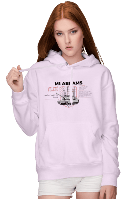 Women`s hoodie with prints M1 Abrams. Abrams, industrious, m1 abrams, tank, weapon. 2070702