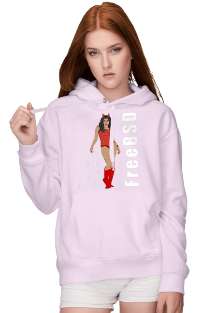 Жіноче худі з принтом "Freebsd Для Вільних". Bsd, freebsd, unix, адміністратор, айті, айтішник, безкоштовна, безкоштовно, бестія, білий, вільна, демон, демонесса, дівчина, для дорослих, доступність, еротика, еротична, жінка, незалежність, операційна система, ос, програміст, програмне забезпечення, свобода, сисадмін, система, системний адміністратор, софт, текст, червоний. 2070702