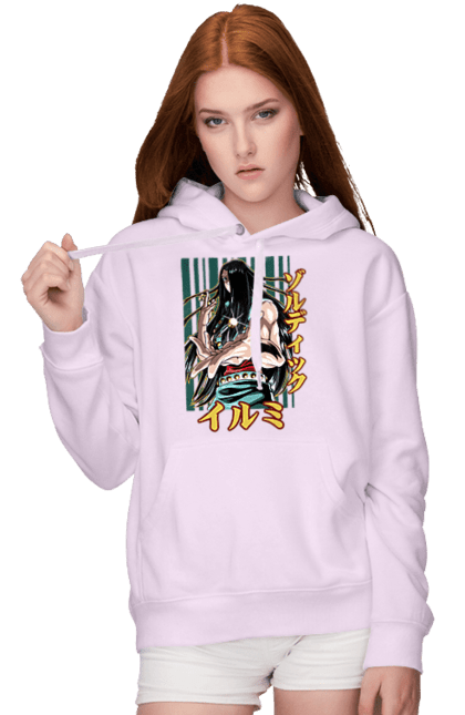 Women's hoodie with prints Hunter × Hunter Illumi Zoldyck. Anime, hunter, hunter × hunter, hunter hunter, illumi, illumi zoldyck, manga, zoldyck. 2070702