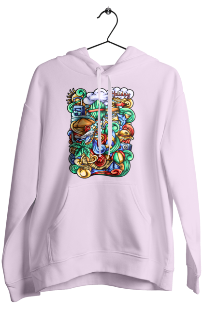 Women`s hoodie with prints Holidays rest art. Beach, sea, summer, travel, vacation. 2070702