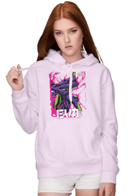 Women's hoodie with prints Evangelion. Angel, anime, eva 01, evangelion, manga, neon genesis evangelion, shinji. 2070702