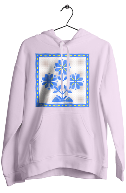 Women`s hoodie with prints Yellow blue embroidery flowers. Cross stitch, embroidery, flowers, symbol of ukraine, traditions of ukraine, ukraine. 2070702