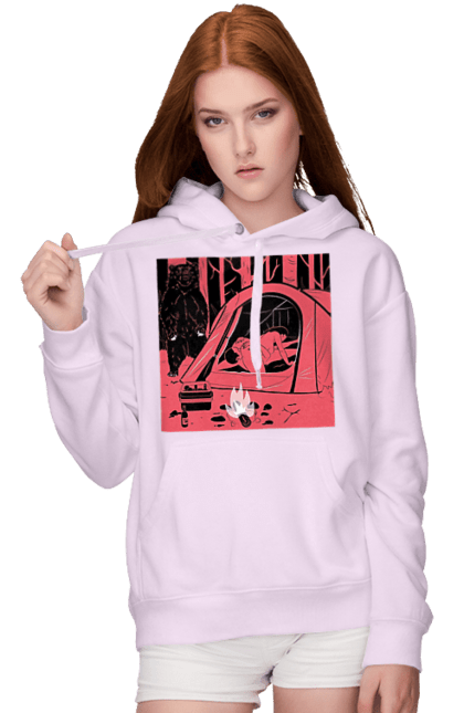 Женское худи с принтом 69 В Палатке. 18, 69, лес, медведь, палатка, секс. 2070702