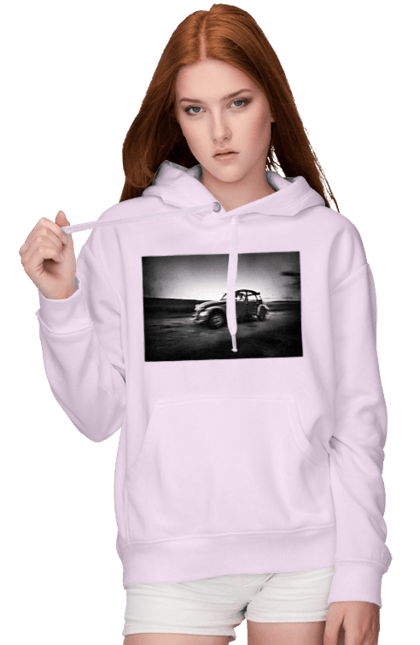 Жіноче худі з принтом "Ретро машина чб". Авто, ретро, ретро машина, чорно біла машина. 2070702
