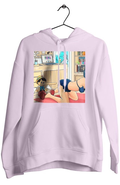 Women`s hoodie with prints Pinocchio In The Adult Tale. Batman, joke, kiss, naked, pinocchio. 2070702