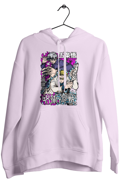 Women's hoodie with prints Jujutsu Kaisen Nanami and Gojo. Anime, dark fantasy, gojo, jujutsu kaisen, magic battle, manga, mystic, nanami, nanami kento. 2070702