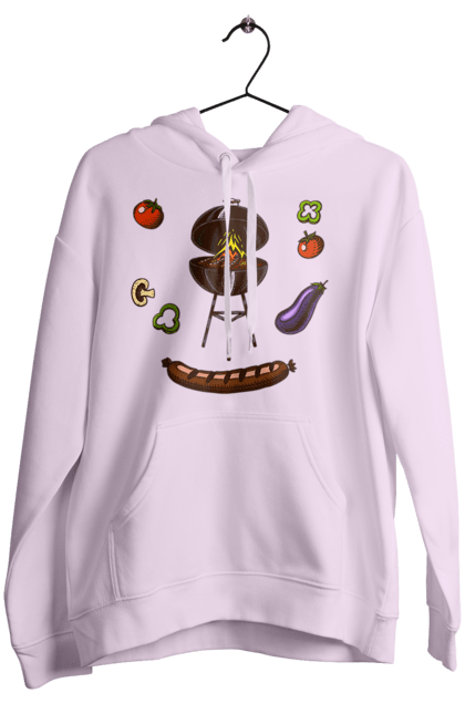 Women`s hoodie with prints Barbecue Sausage. Barbecue, fry, grill, sausage. 2070702