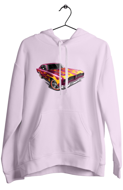 Women`s hoodie with prints The car is on fire. Machine, riding, speed. 2070702