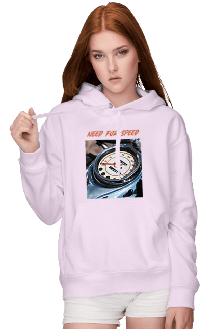Women`s hoodie with prints Moto3. Biker, dear, lifestyle, motorcycle, retro, speed, speedometer. 2070702